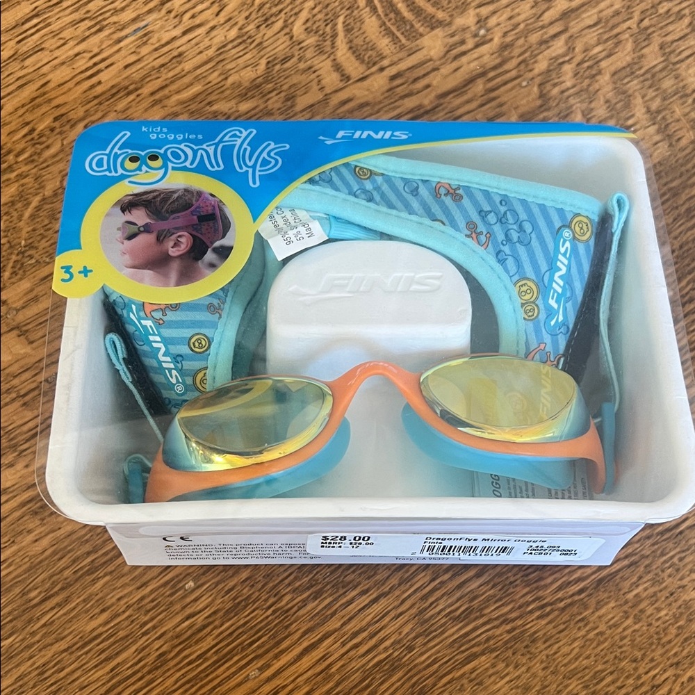 Dragonfly Kids Swim Goggles - Orange and Blue